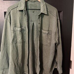 Aerie Womens Soft Flannel Button down Green Small